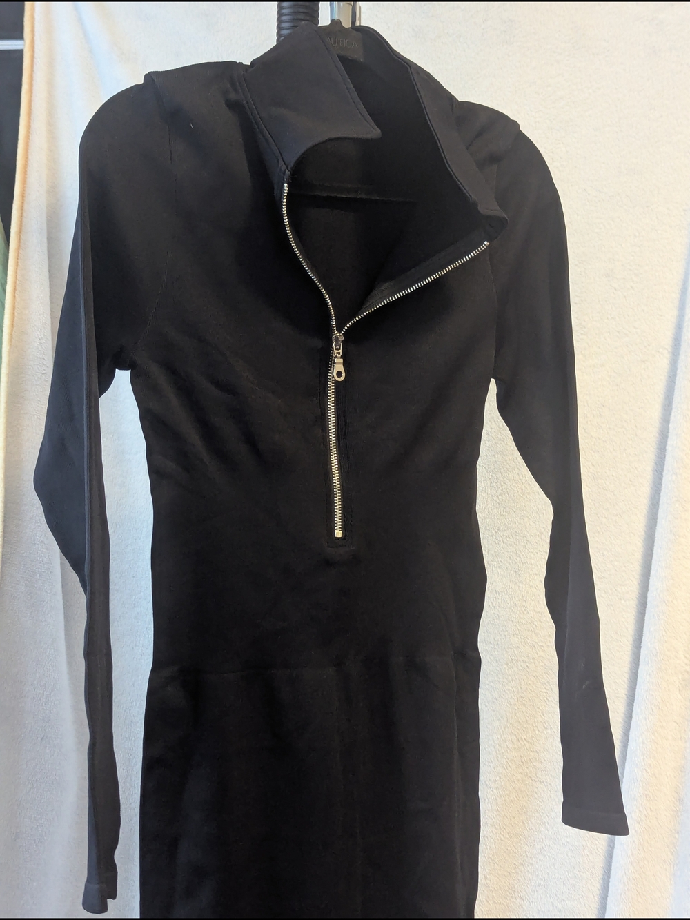 Black Long-Sleeve Zip-Up Women's Dress
